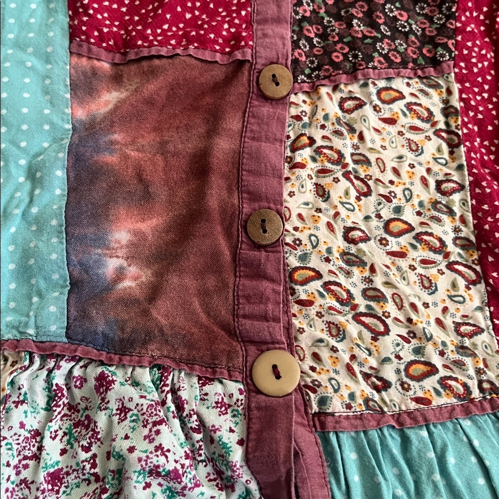 Fair Trade Blue Sky Patchwork Button-Down Dress T… - image 5